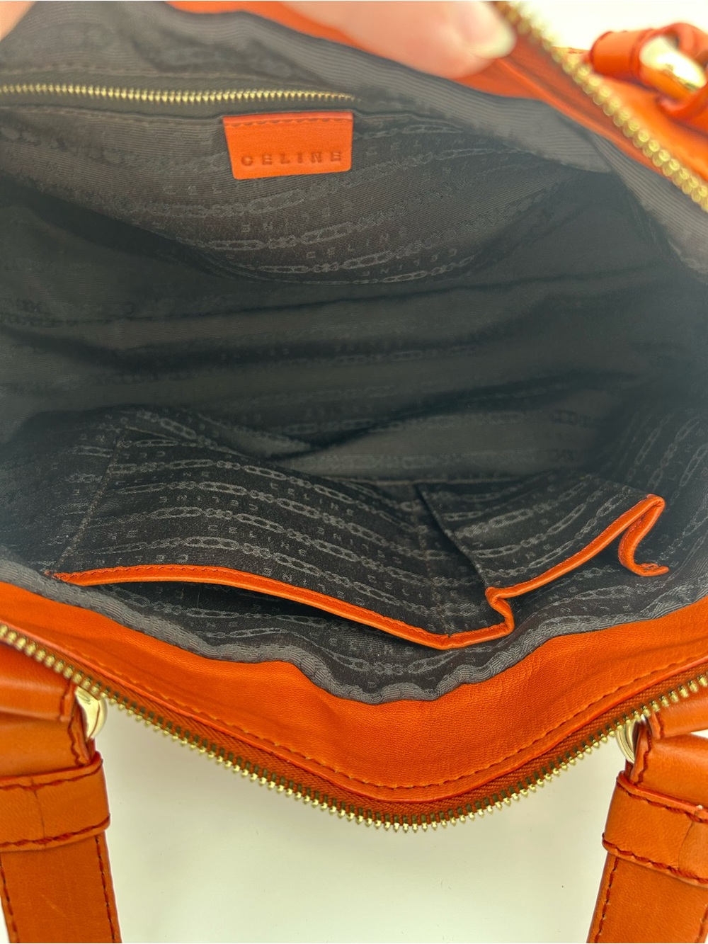 Celine - Orange Leather Studded Satchel / Y2K Purse / Bag - Picture 12 of 16